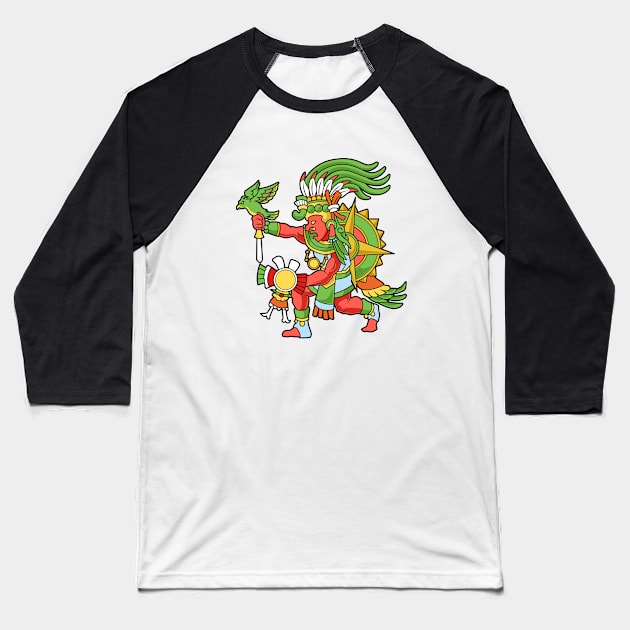 Aztec God of the Sun - Tonatiuh Baseball T-Shirt by Modern Medieval Design